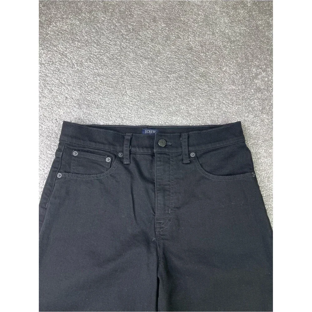 J. Crew Factory Jeans Women's 28 Black Wide Leg Cropped Slim Fit High Rise Denim